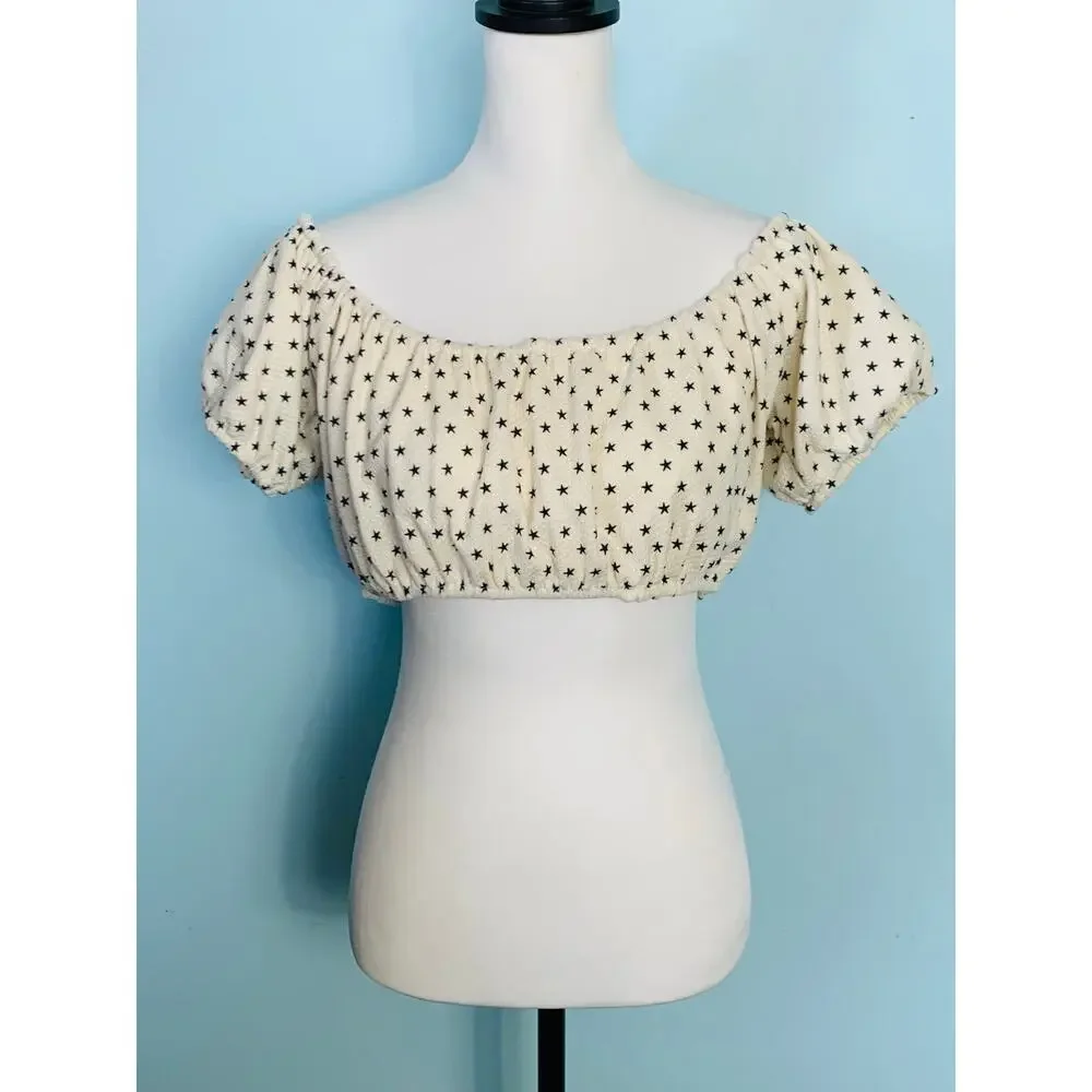Lovers + Friends Just Don't Care Swim Off-the Shoulder Top in Star Print Size XL - Picture 2 of 7